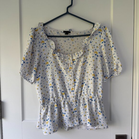 Ann Taylor Short Sleeve Peplum Blouse - Picture 2 of 4